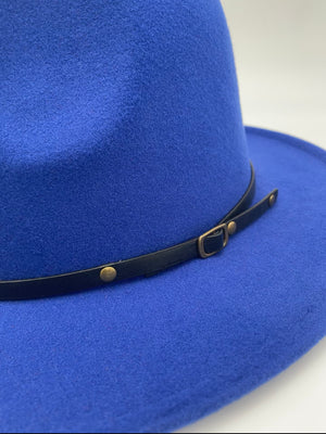 Red Bottom Brim Fedora (Blueberry Blue)