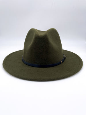 Open image in slideshow, Red Bottom Brim Fedora (Olive Green)
