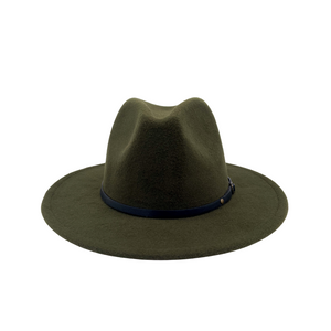 Red Bottom Brim Fedora (Olive Green)