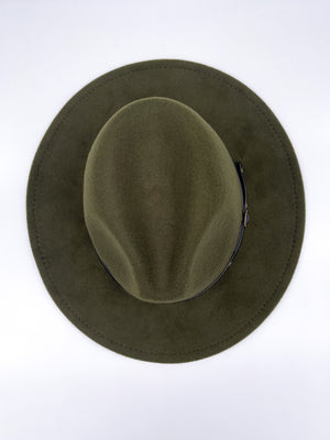 Red Bottom Brim Fedora (Olive Green)