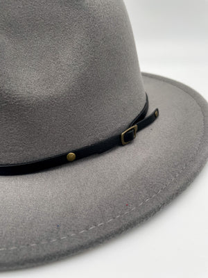 Red Bottom Brim Fedora (Gray)